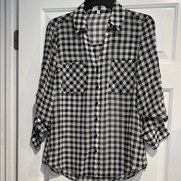 Express Monochrome Checkered Portofino Shirt - Picture 1 of 2